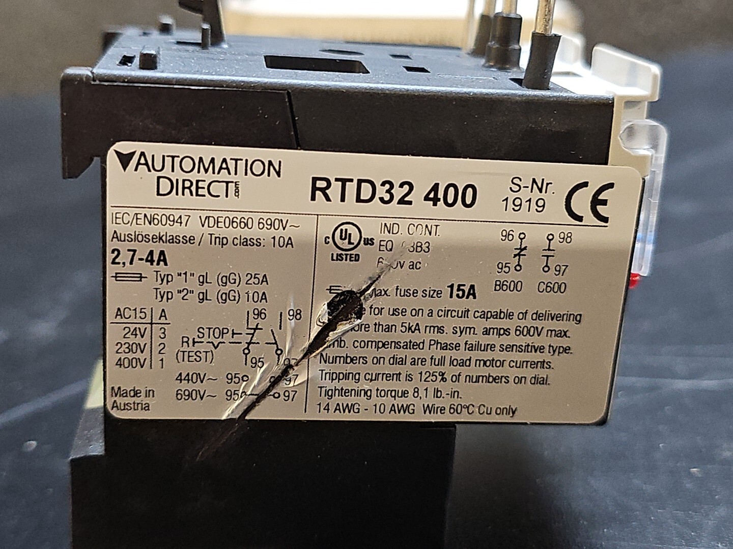 Automation Direct RTD32 400 Thermal Overload Relay RTD32400