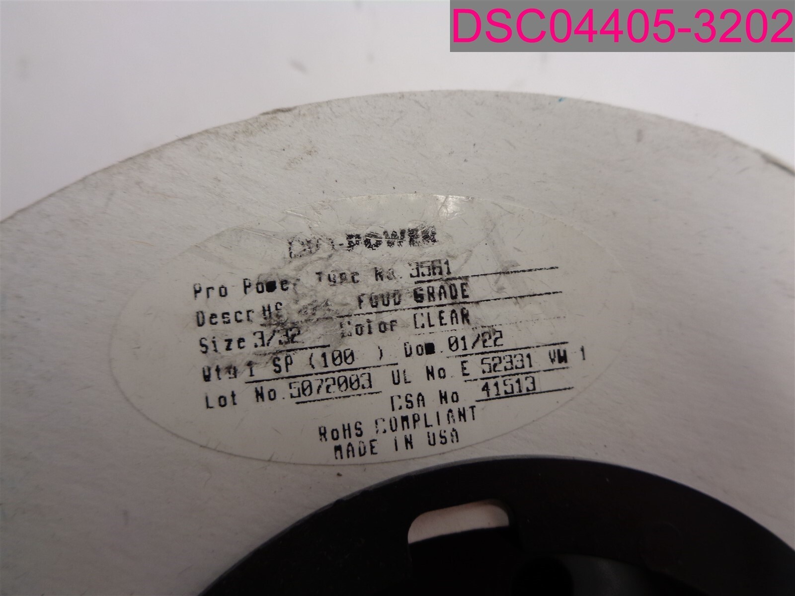 1 Spool; 100 ft. Pro-Power 3561 Heat Shrink Tubing, Food Grade, 3/32″ Clear