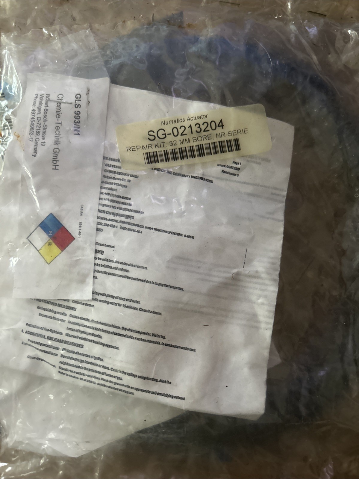 NUMATICS ACTUATOR Part SG-0213204 Repair Kit 32 MM BORE, NR-SERIES. NEW! BA