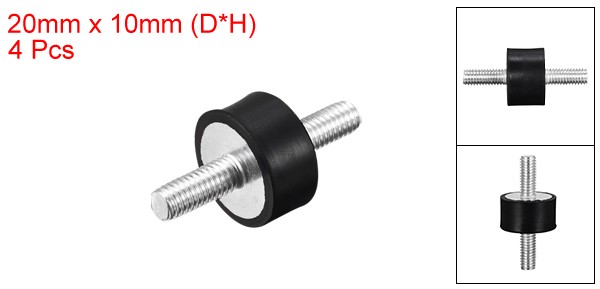 4pcs Rubber Mounts M6x18mm Male Vibration Isolator Shock Absorber D20mmxH10mm