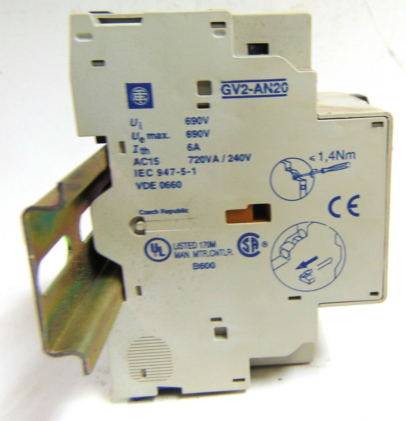 TELEMACANIQUE 690 V, 6A CONTACTOR, GV2-AN20