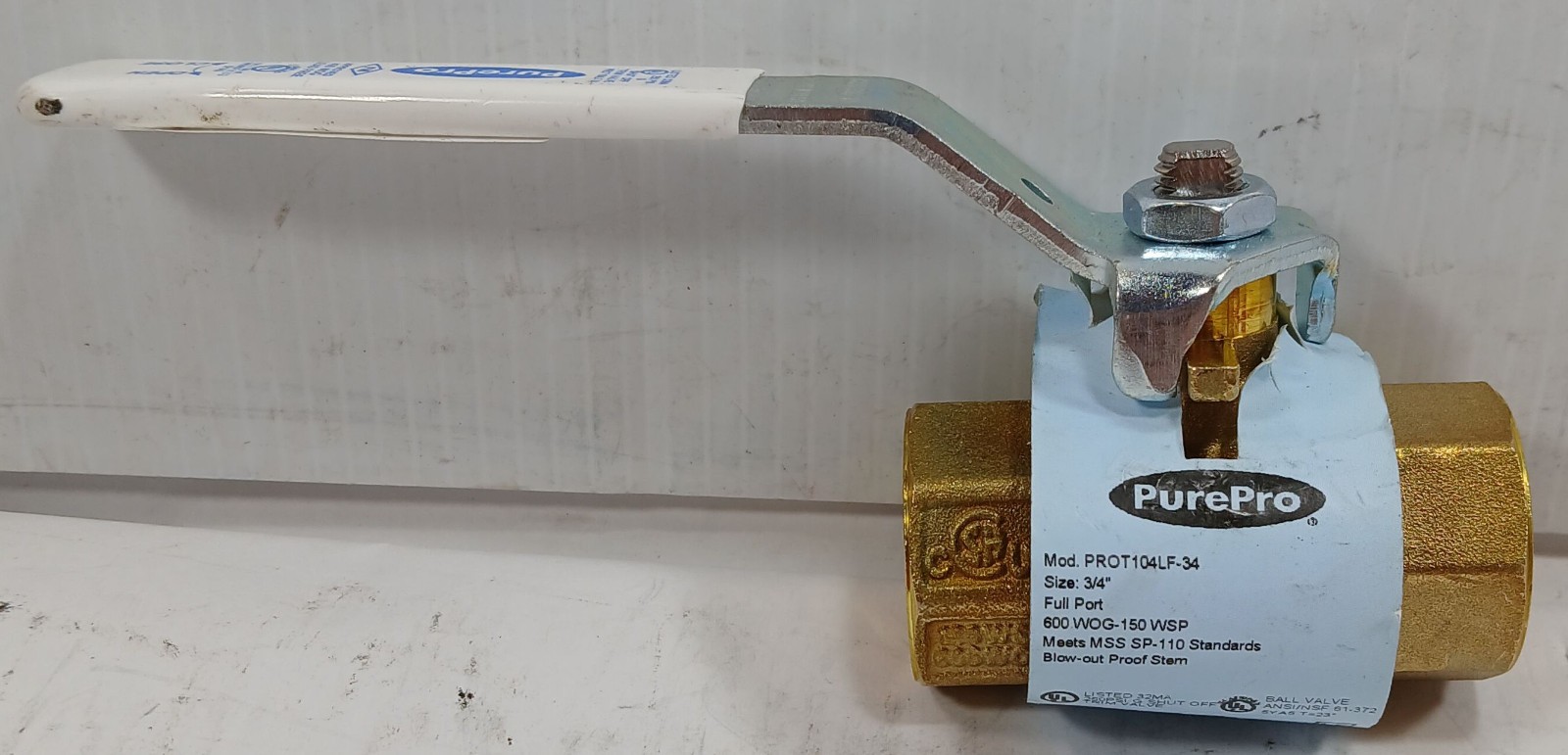 1 NEW PUREPRO PROT104LF-34 ¾” FULL PORT 600WOG BRASS BALL VALVE NNB *MAKE OFFER*