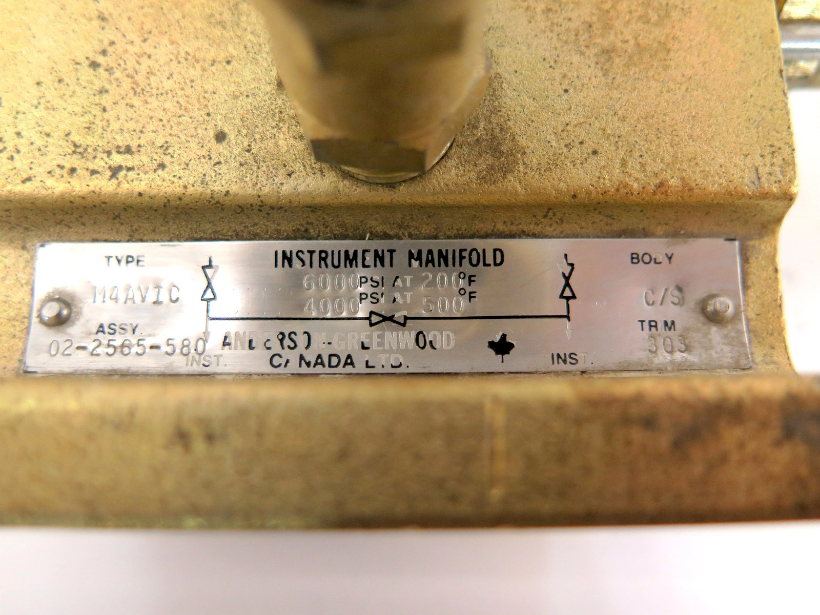 Anderson Greenwood M4AVIC 02-2565-580 Manual Instrument Valve Manifold