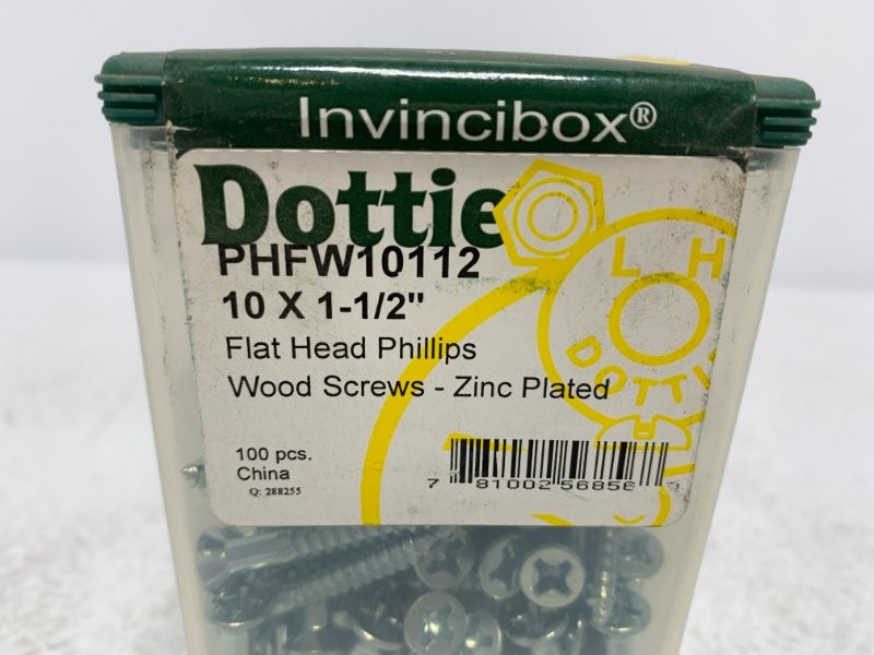 Dottie PHFW10112 Wood Screw #10 1-1/2″ Zinc Plated (lot of 100)