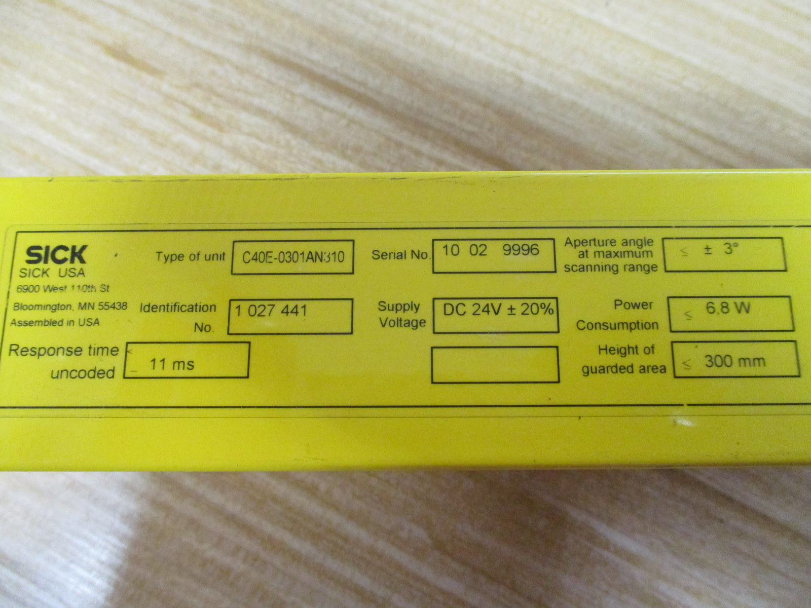 Sick C40E-0301AN310 C4000 Eco Light Curtain Receiver 1027441