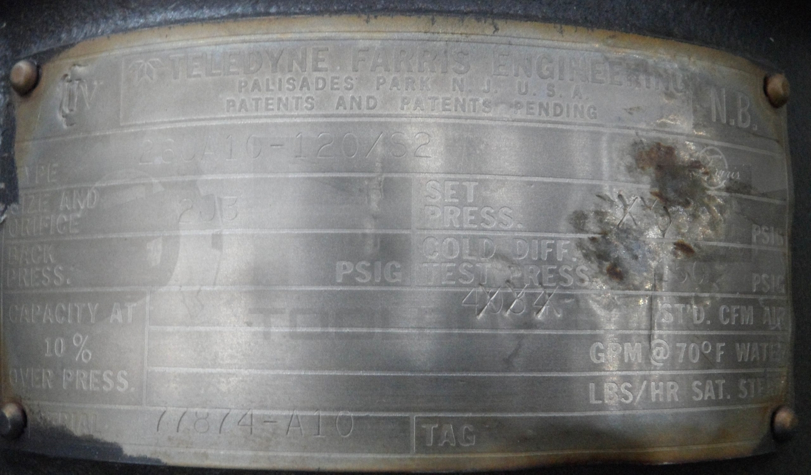 REPAIRED TELEDYNE FARRIS 26JA10-120/S2 VALVE SIZE 2J3 150PSIG *READ*