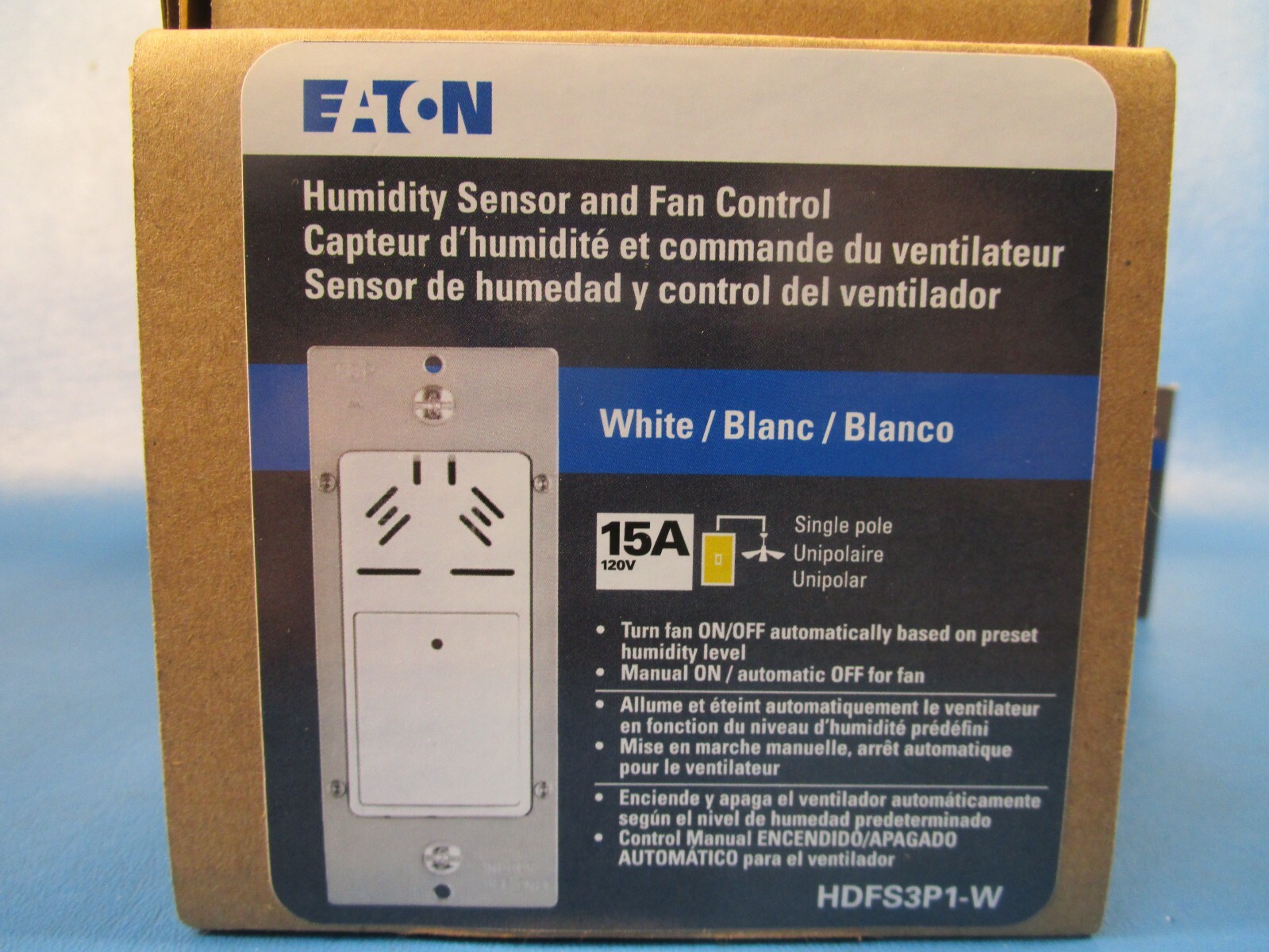 EATON HDFS3P1-W-L, Humidity Sensor and Fan Control, White