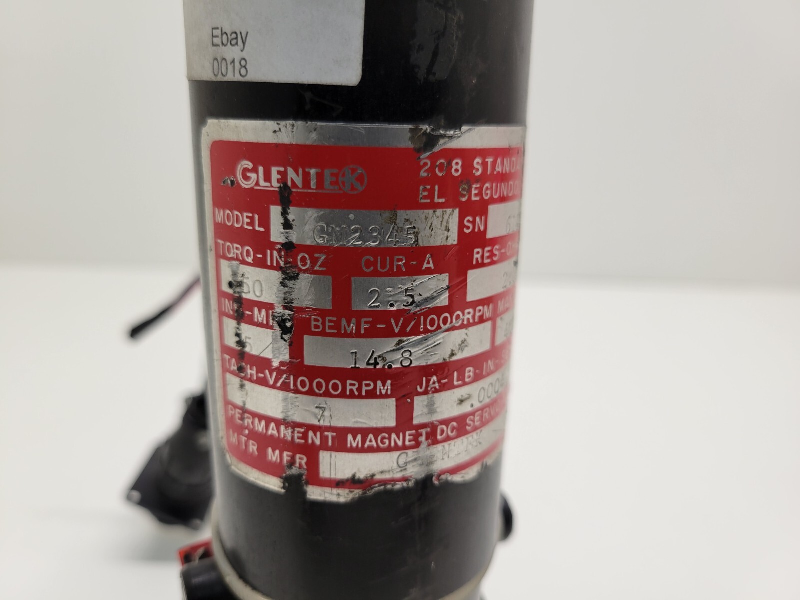 USED! GLENTEK PERMANENT MAGNET DC SERVO MOTOR GM2345 W/ OPTCODER LDA-047-500