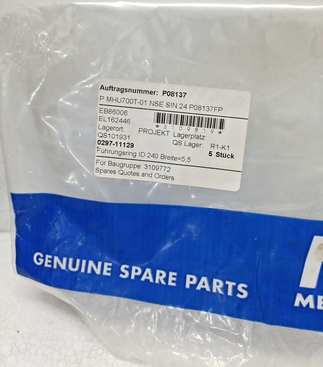 Menck 0297-11129 Guide Ring ID 240 Width 5.5 Genuine Spare Parts Lot of 5 Pc