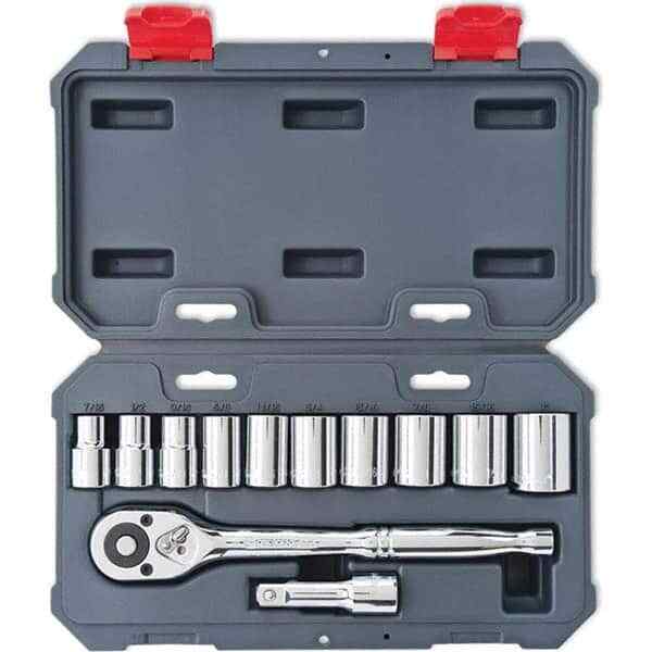 Crescent CSWS11S Standard Socket Set: 11 Pc 12 Point, Chrome-Plated