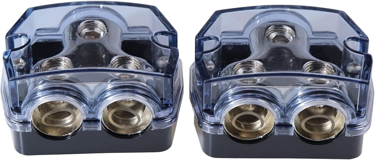 2 Way 0/2/4 Gauge in Out Amp Power 1x0GA&2x0GA, gold