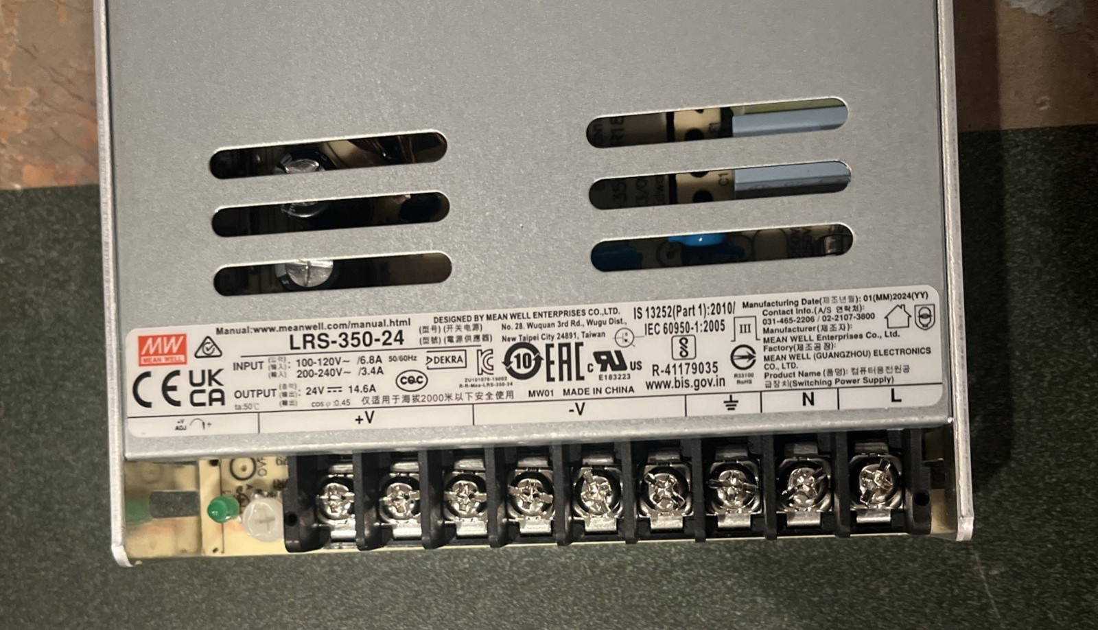 Mean Well LRS-350-24 AC/DC Power Supply – 3 Outputs – 24V@14.6A