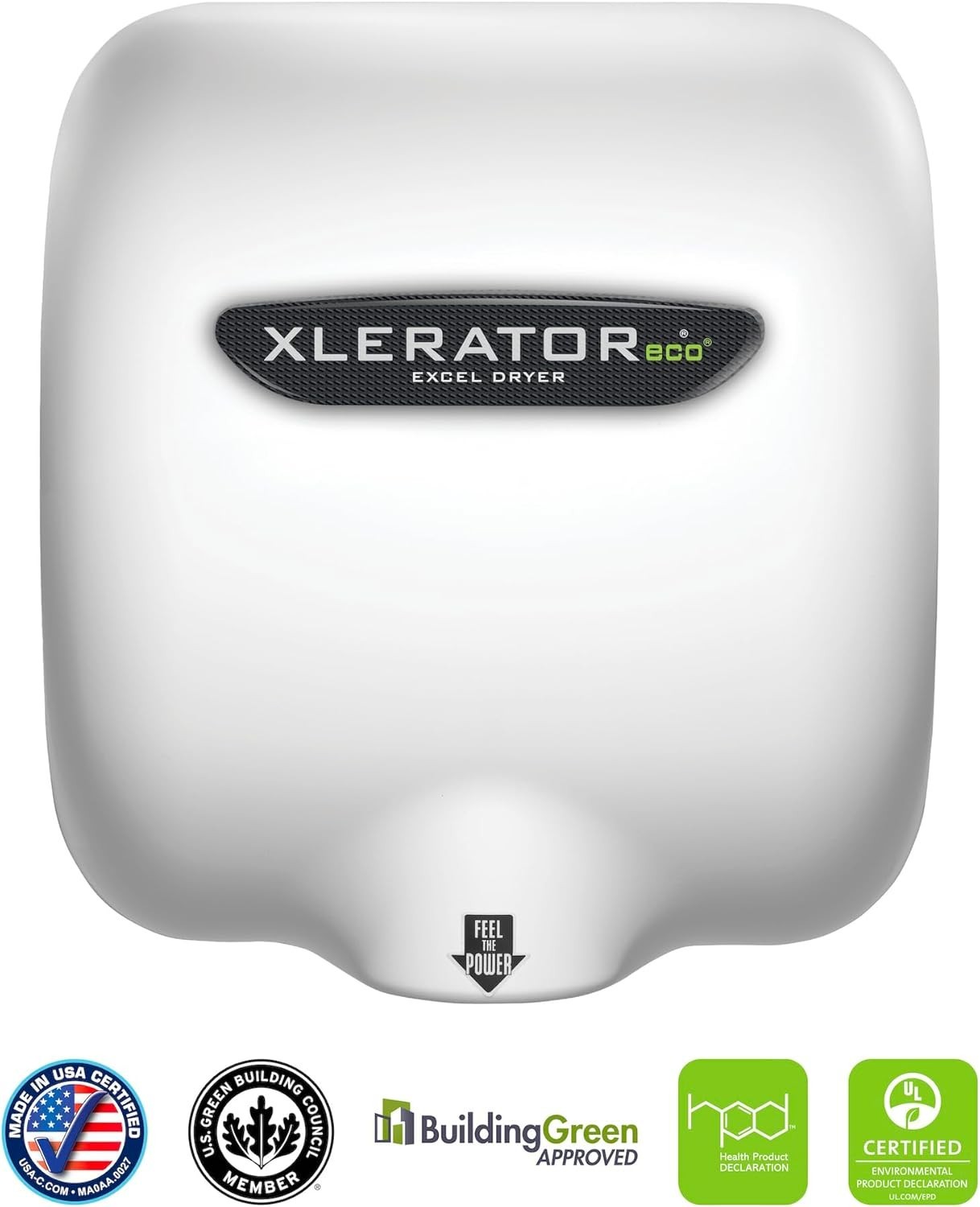 Excel Dryer Xl-Bw-Eco-110-120V Xlerator Eco Automatic Hand Dryer, 10 Sec Dry