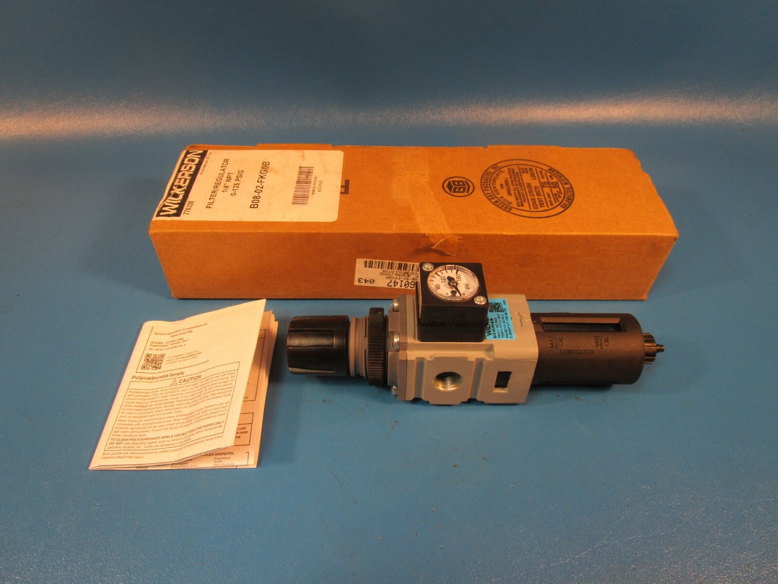 WILKERSON B08-02-FKG0B, Filter Regulator, 1/4″ NPT, 0-125 PSIG