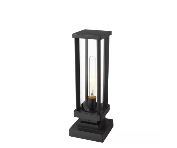 Glenwood 15 in. 1-Light Black Aluminum Hardwired Outdoor Pier Mount Light