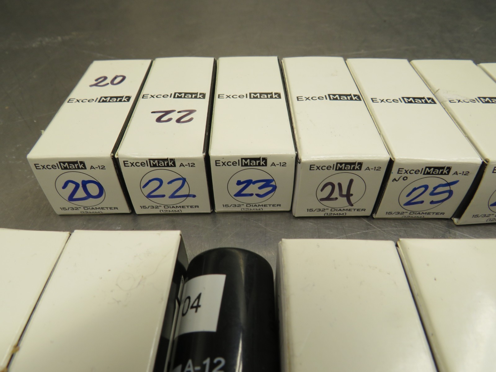 Excel Mark A-12 15/32″ Stamp 1-40 / Missing 3, 16, 21, 32, 35, 37