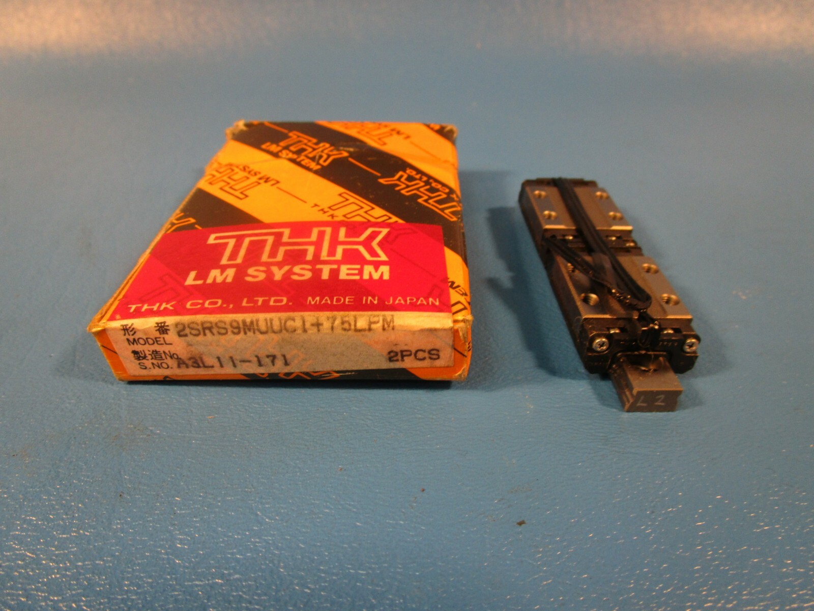 THK, 2SRS9MUUC1 + 75LPM, TWO SRS9M Linear Guide Blocks on a 75mm Rail
