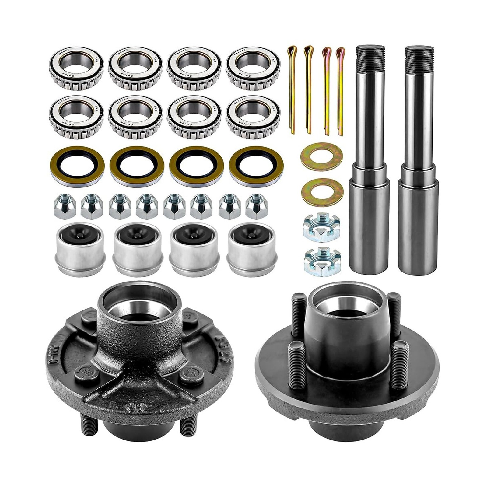 Trailer Idler Hub Kit 2000 lbs with 4 on 4″ Trailer Hub & Round BT8 Spindle,1…