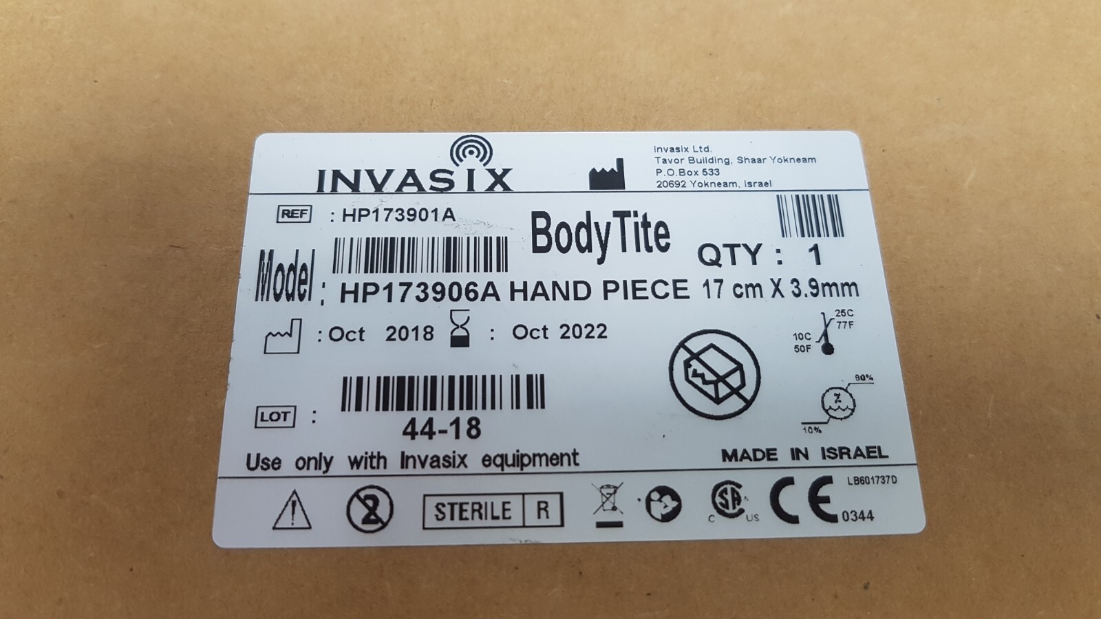 INVASIX Body Tite HP173906A HAND PIECE 17cm X 3.9mm