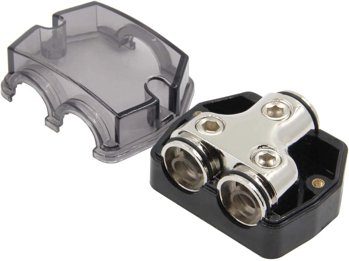 2 Way Power Distribution Block, 0/2/4 AWG Gauge in, 1×0+2×0 2Way 2Pack