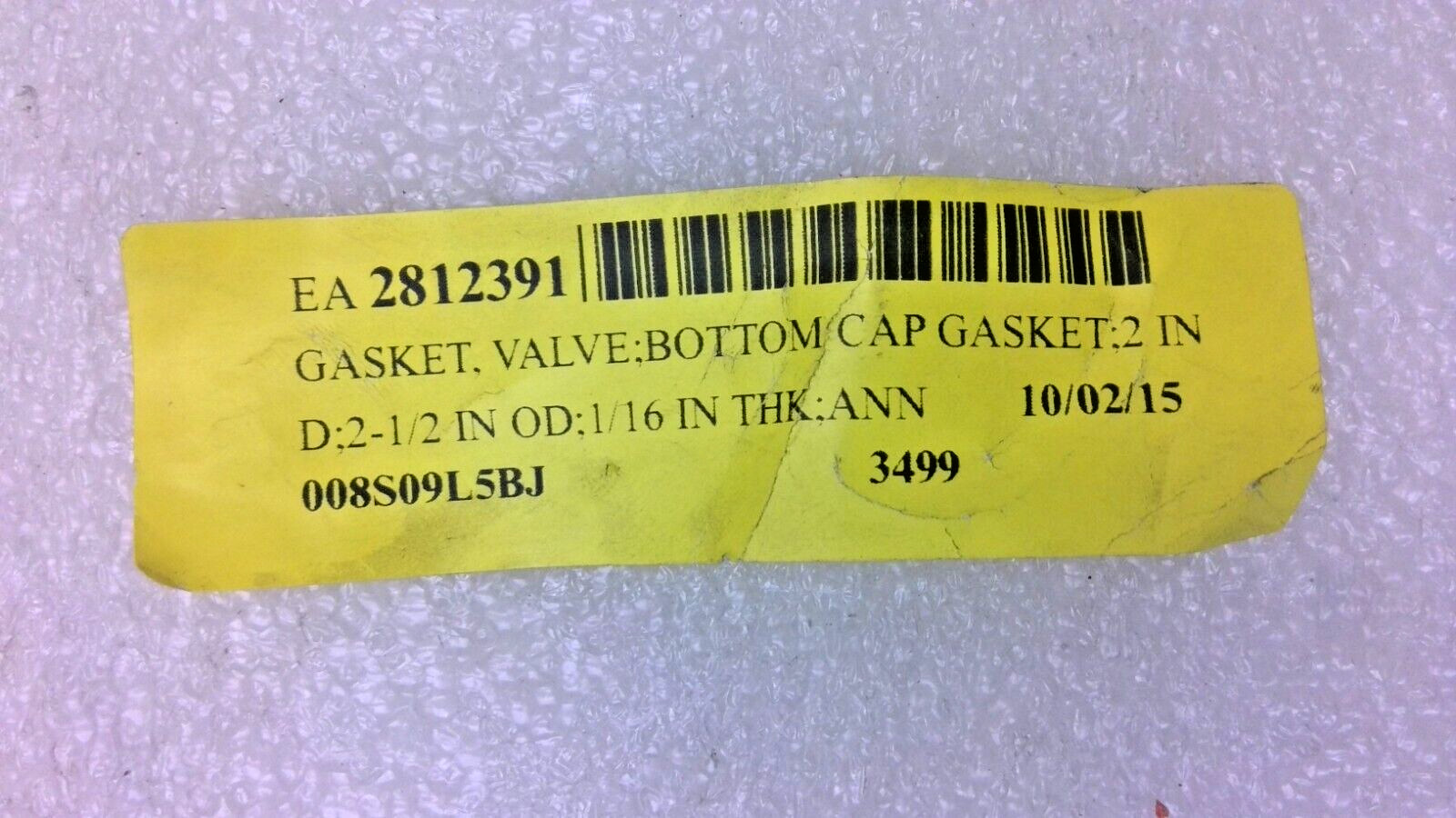WESTROCK MILL VALVE / BOTTOM CAP GASKET 3499 2″ ID, 2-1/2″ OD, 1/16″ THICK