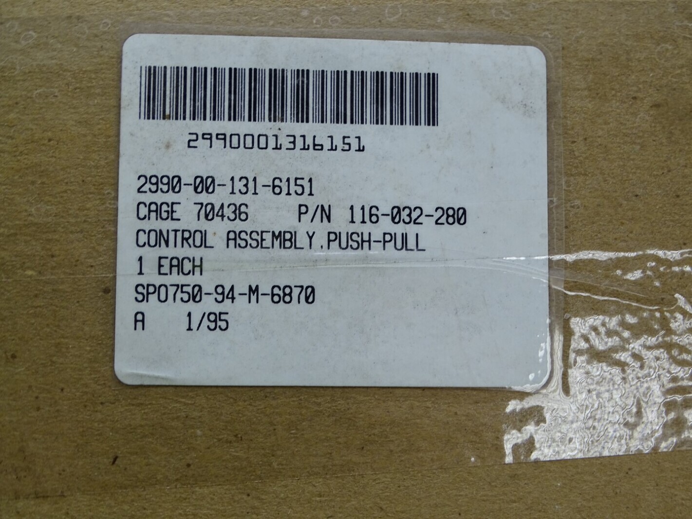 Military Vehicle Push-Pull Control Assembly 116-032-280, 2990-00-131-6151