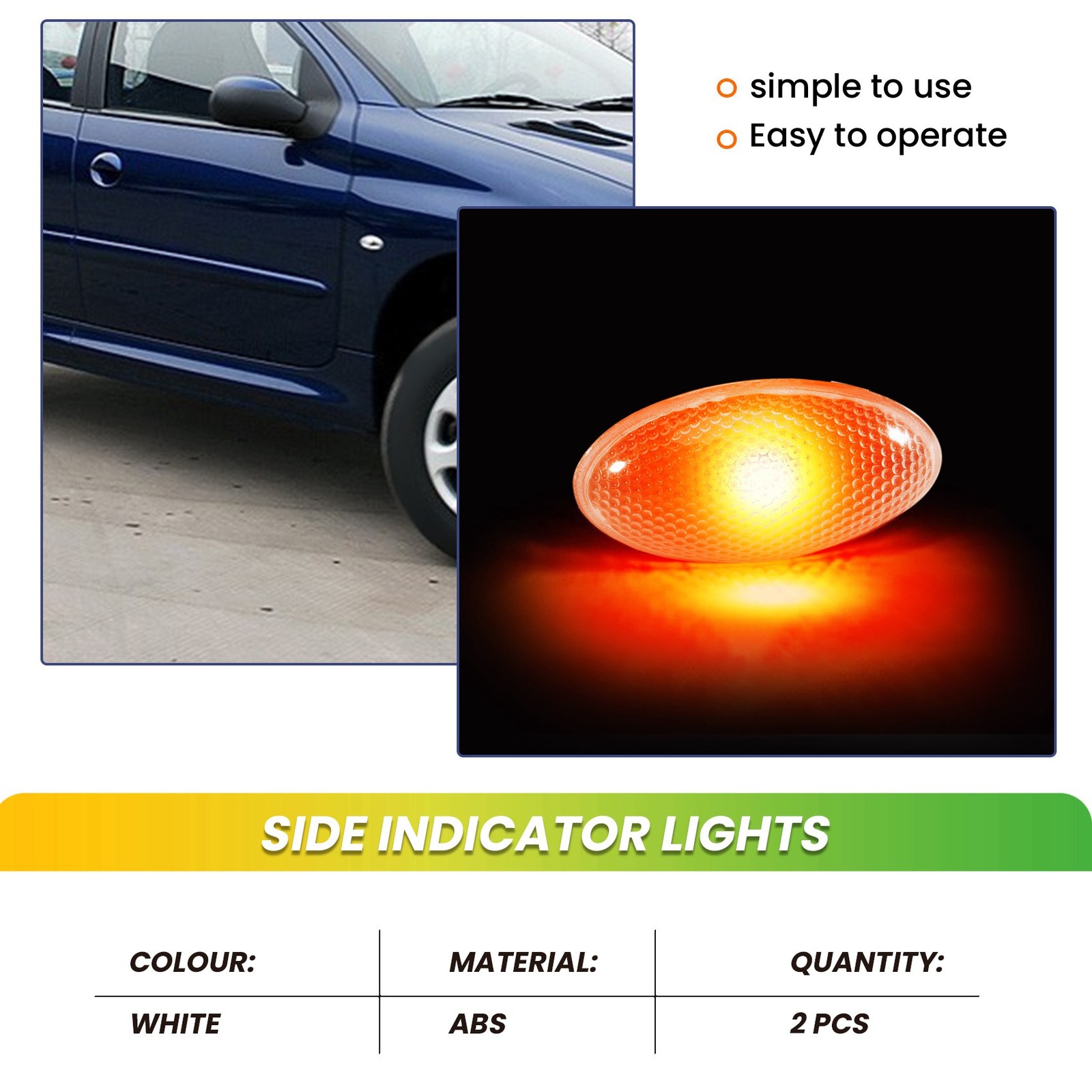 632574 2 X Turn Side Marker Light Repeater Lamp Indicator for 206 407 607 N8V8
