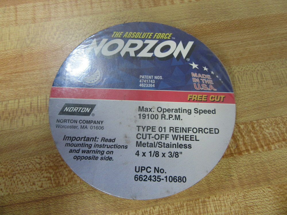 Norton 66243510680 Cut-Off Wheel 4″ x 1/8″ x 3/8″ (Pack of 15)