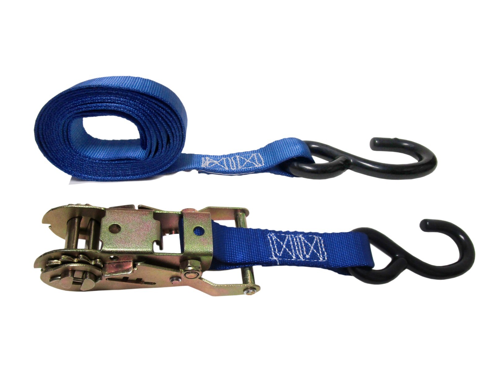 1″ x 12 FT Blue Ratchet Tie Down with Coated S Hook, Pack of Four Cargo Control