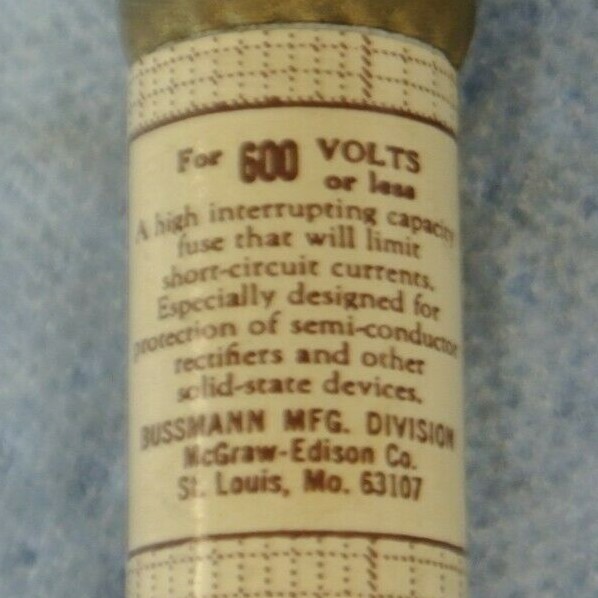 LOT of 4 / BUSS KAC15 RECTIFIER FUSE / 15A / 600V / NEW SURPLUS / KAC-15