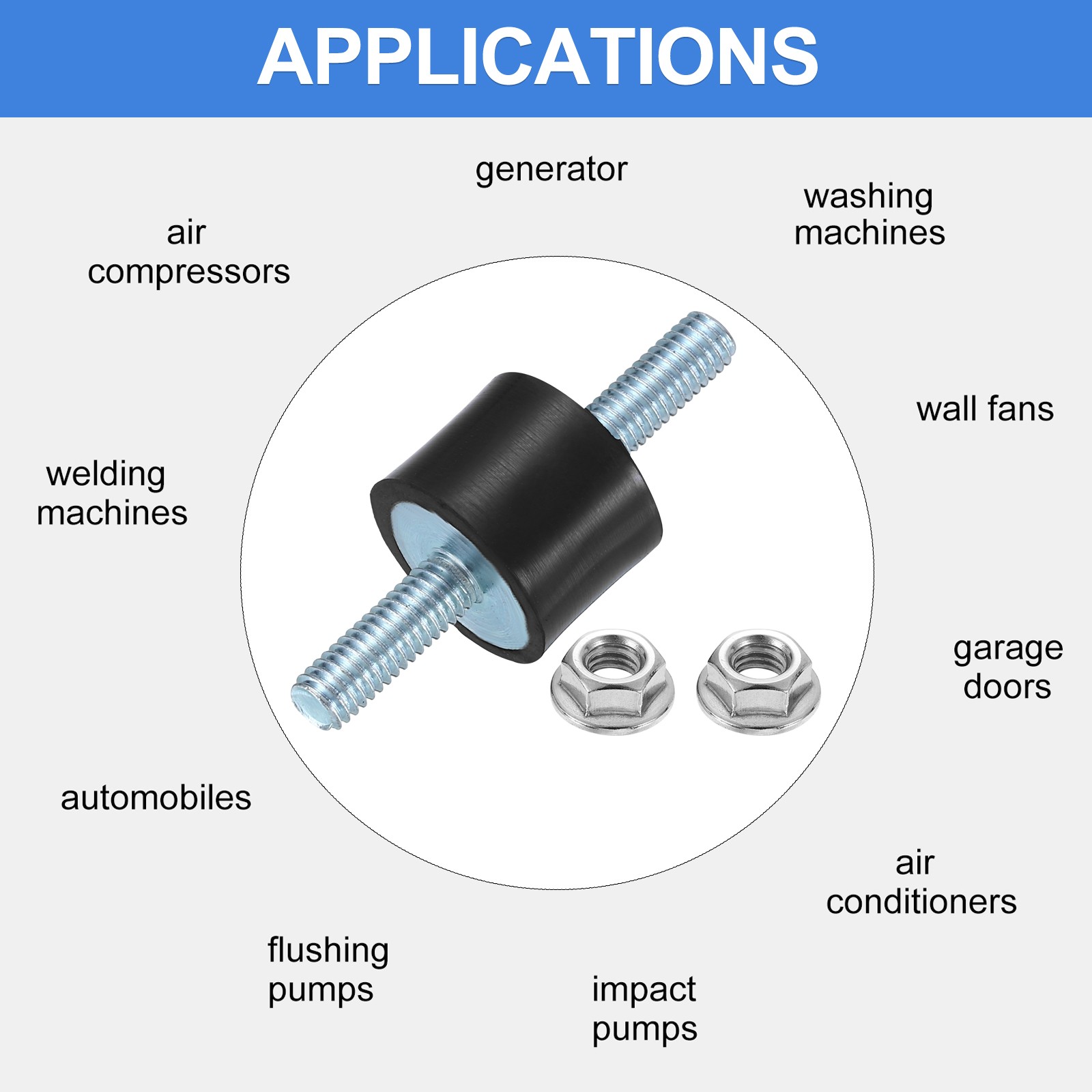 2Pcs M6 x 18mm Rubber Mounts, 15 x 20mm Rubber Vibration Isolator with Nuts