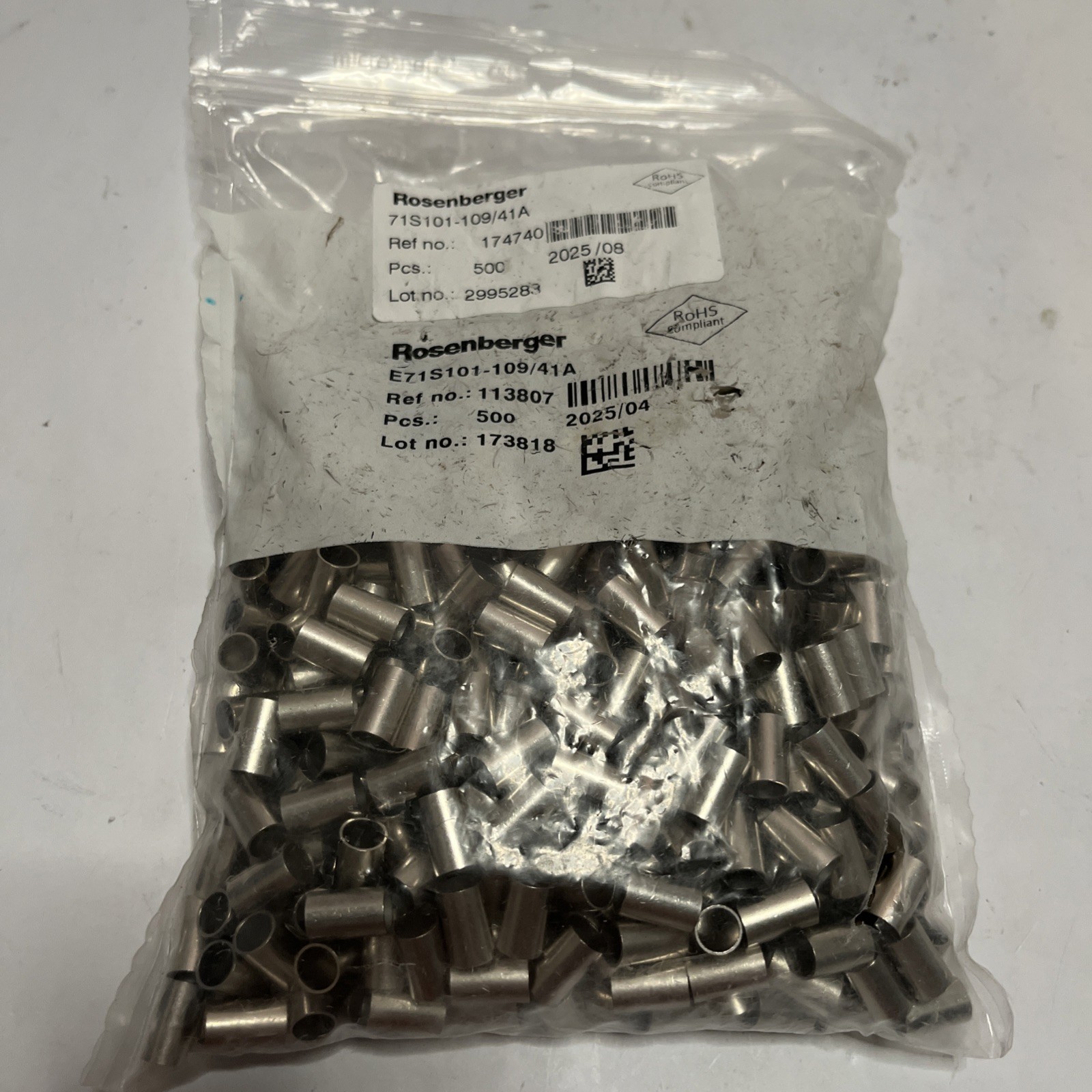 500-Pack Rosenberger 71-S101-109/41A Ref No. 113807 Lot No. 173818 NEW