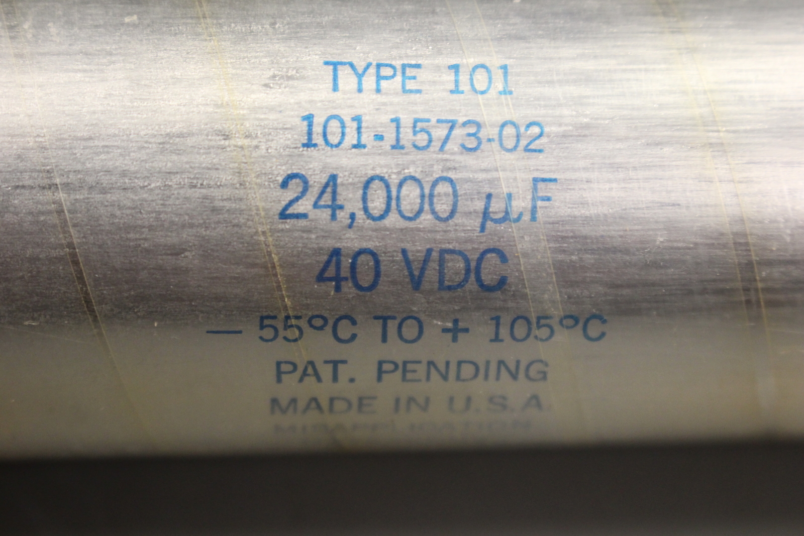 Electrolytic Fixed Capacitor, 101243U040BF2A, 77C717442P011, Silver, New