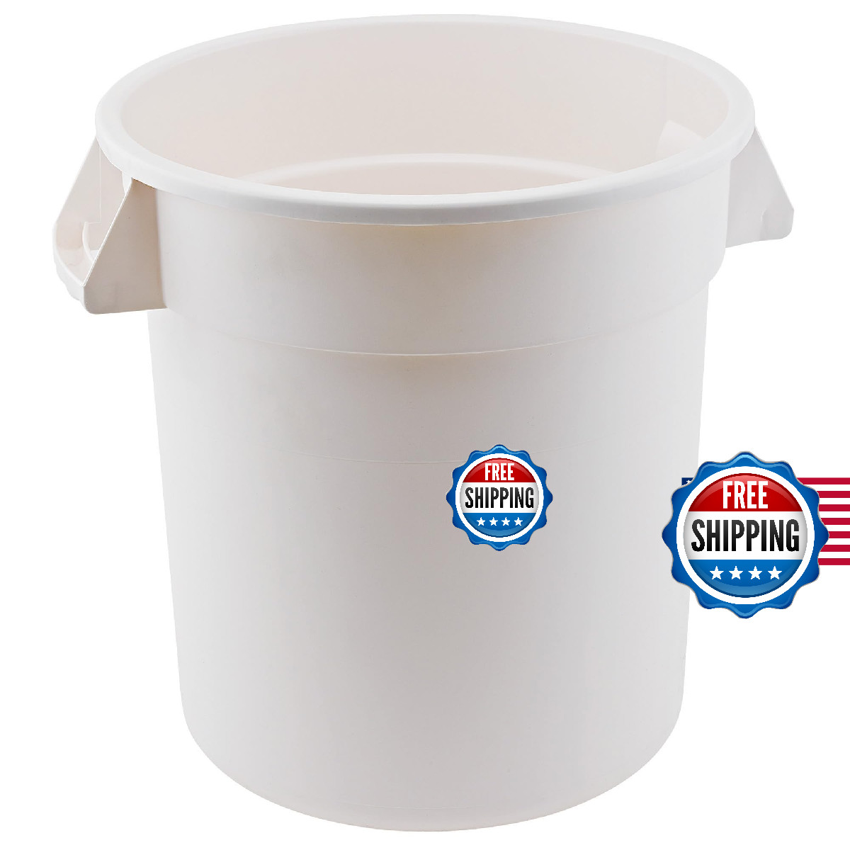 Winco Heavy-Duty Round Waste Container/Trash Can, 10 Gallon, White
