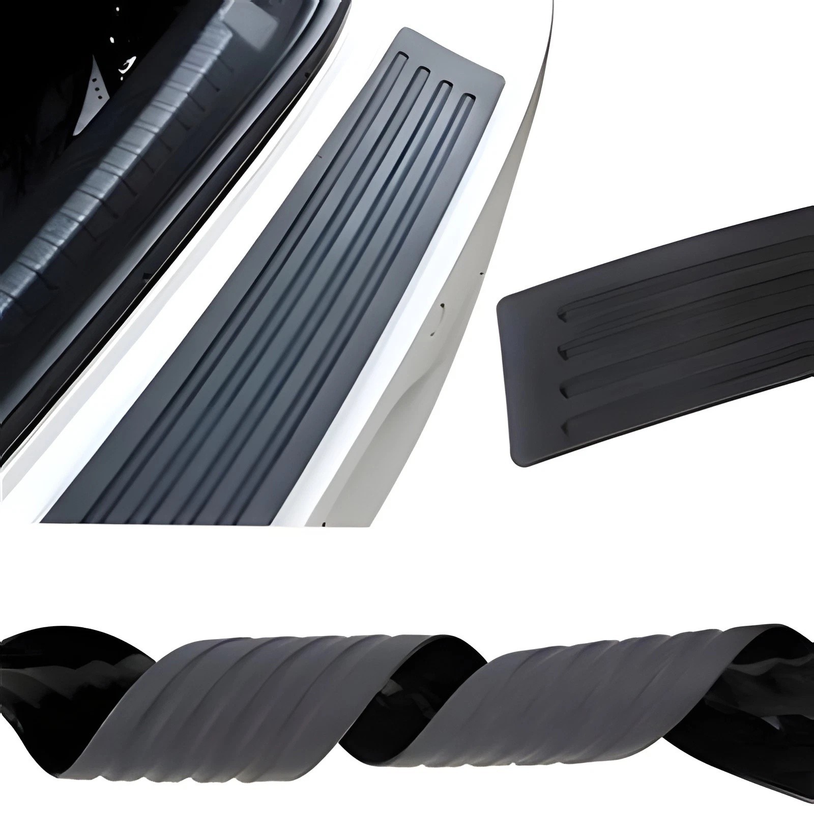 Rear Bumper Protector Guard Black Rubber Scratch Pad Trim Cover Universal