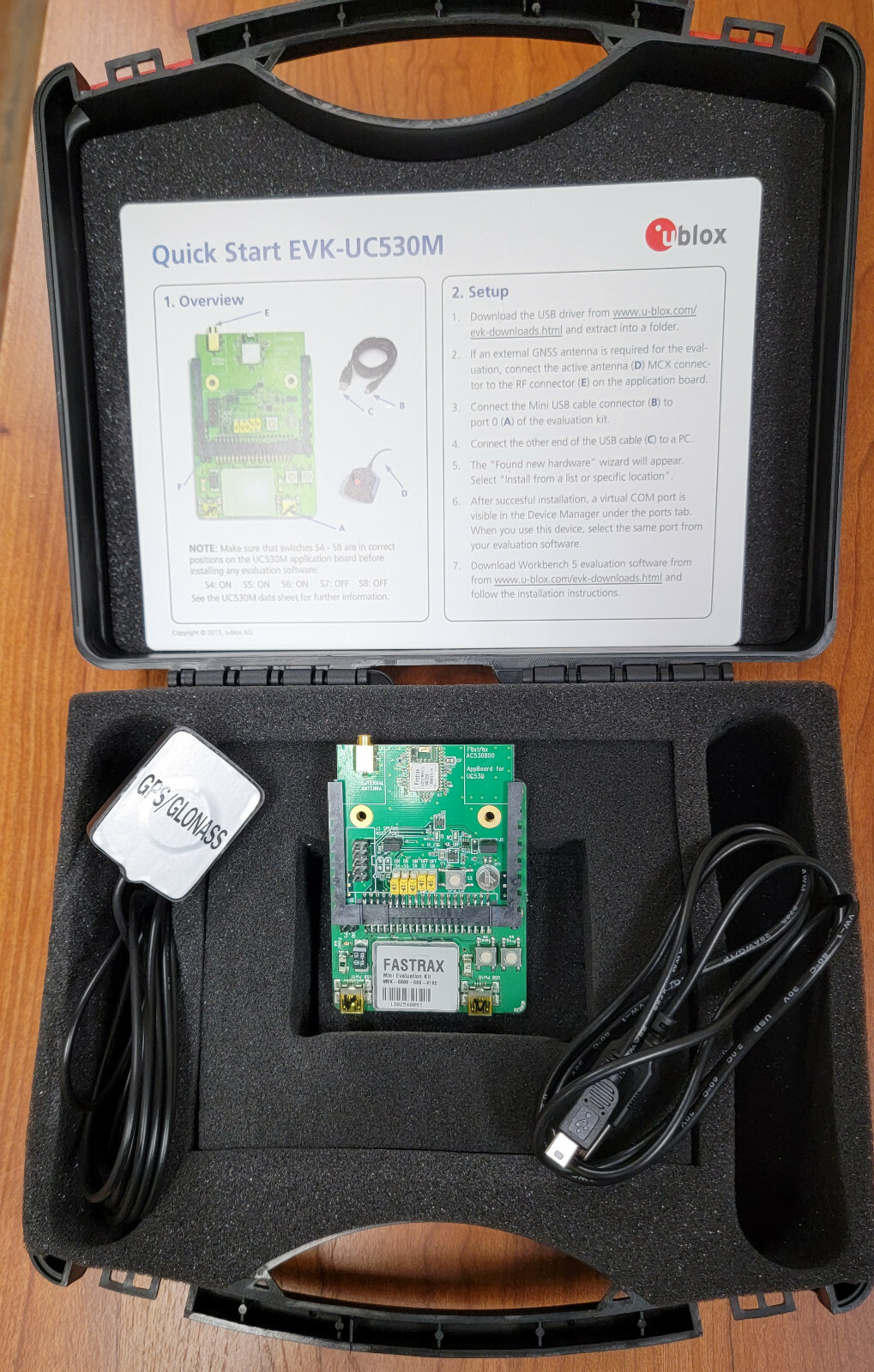 UBLOX EVK-UC530M EVALUATION KIT WITH EVALUTION BOARD AND GPS/GLONASS ANTENNA