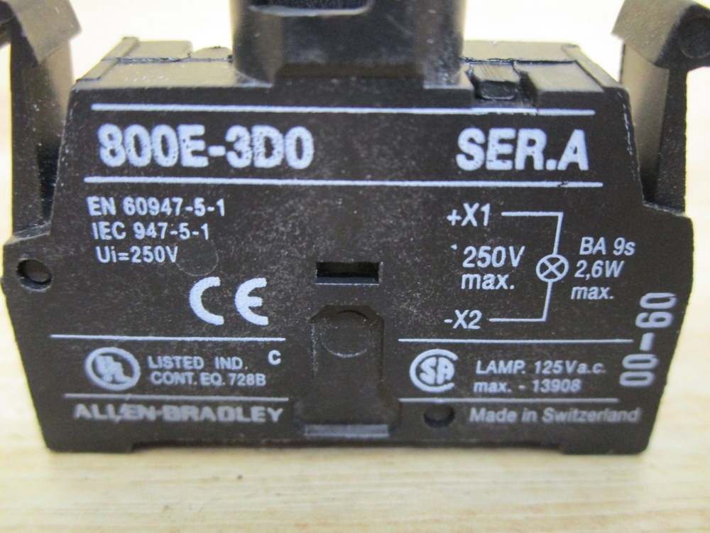 Allen Bradley 800E-3D0 Pilot Light Module 800E-3DO W/O Bulb (Pack of 3)