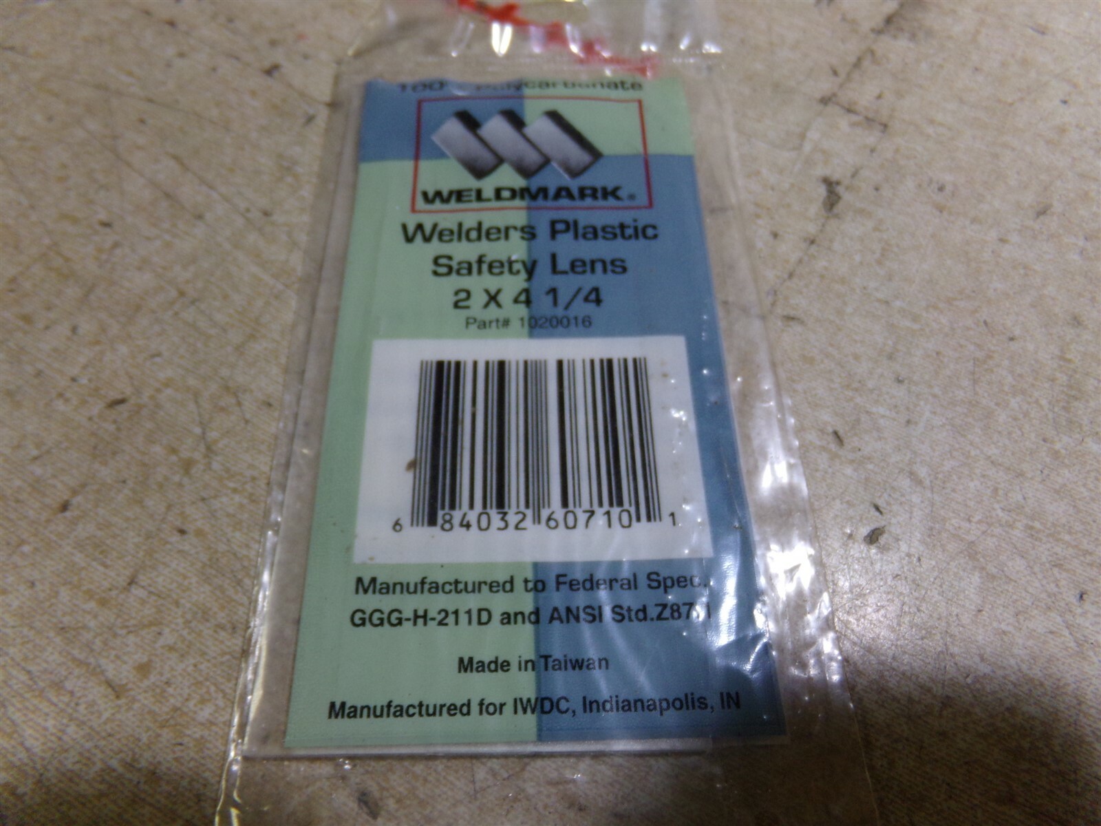 NEW Weldmark Plastic Safety Lens 1020016 *FREE SHIPPING*