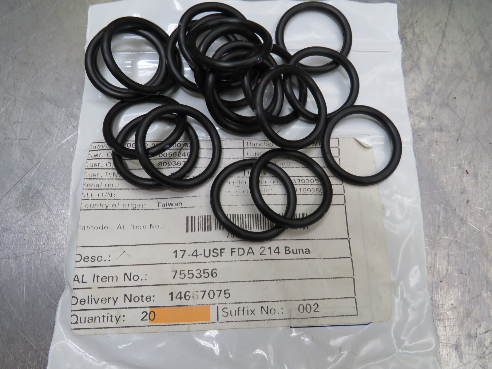 Alfa Laval 17-4-USF FDA 214 Buna O-Ring 755356 Lot of 20!