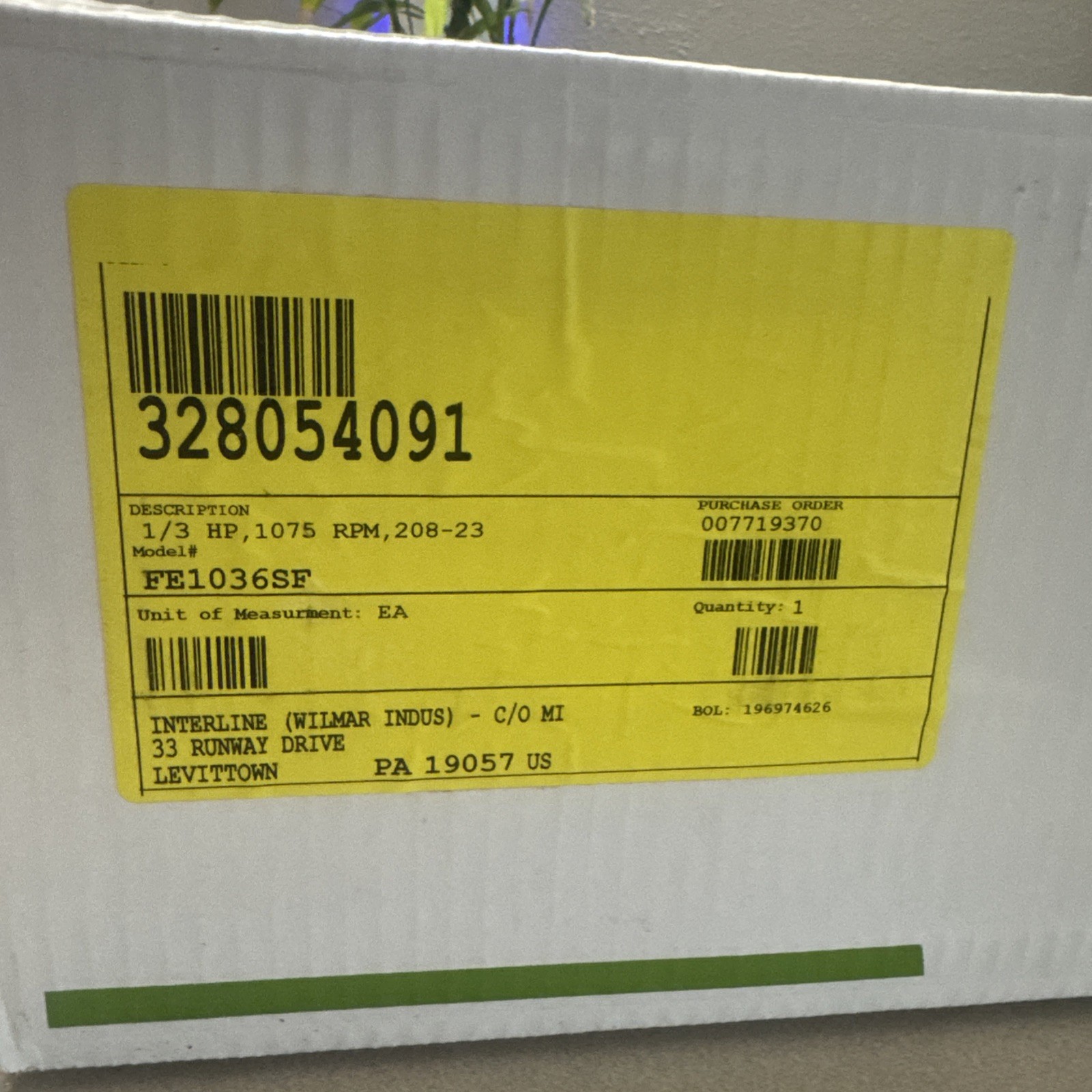 CENTURY FE1036SF Condenser Fan Motor,1/3 RPM 1075 ,S80-1221861H