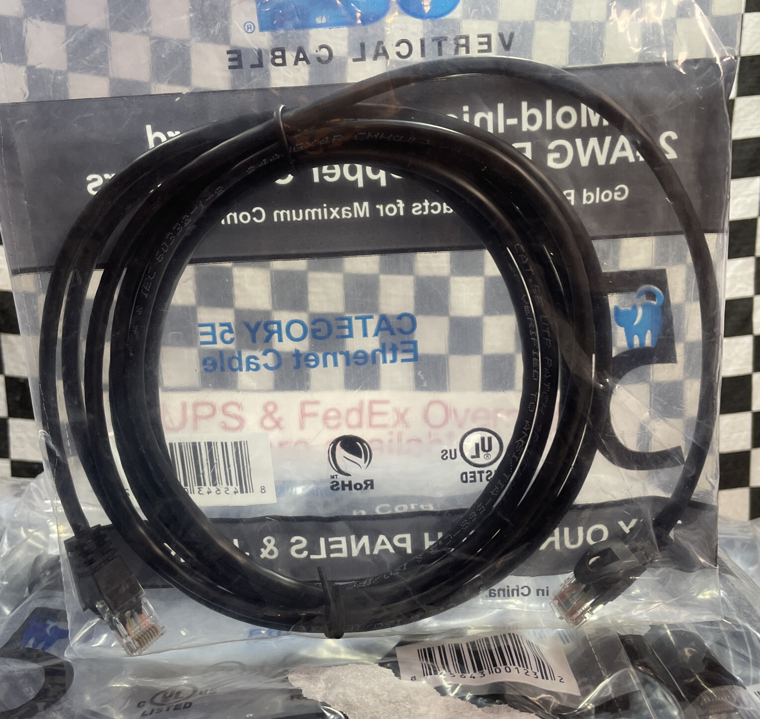 Cable CAT5E, Ethernet Patch Cable Black 10 FT, LOT OF 88, SHIPSAMEDAY