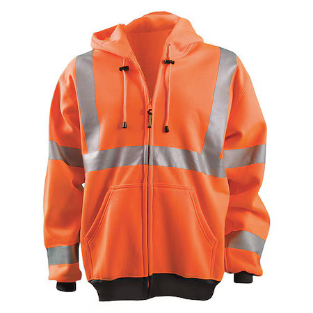 Occunomix Lux-Hzswt-O2x Unisex Hooded Sweatshirt, Polyester, Zipper, Orange, 2Xl