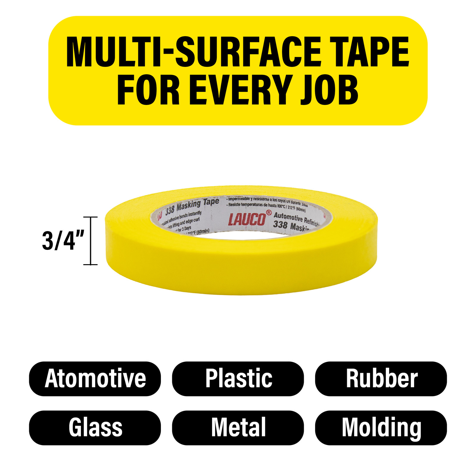 Automotive Masking Tape 0.75in, 48 Rolls Yellow Painters Tape for Car Painting