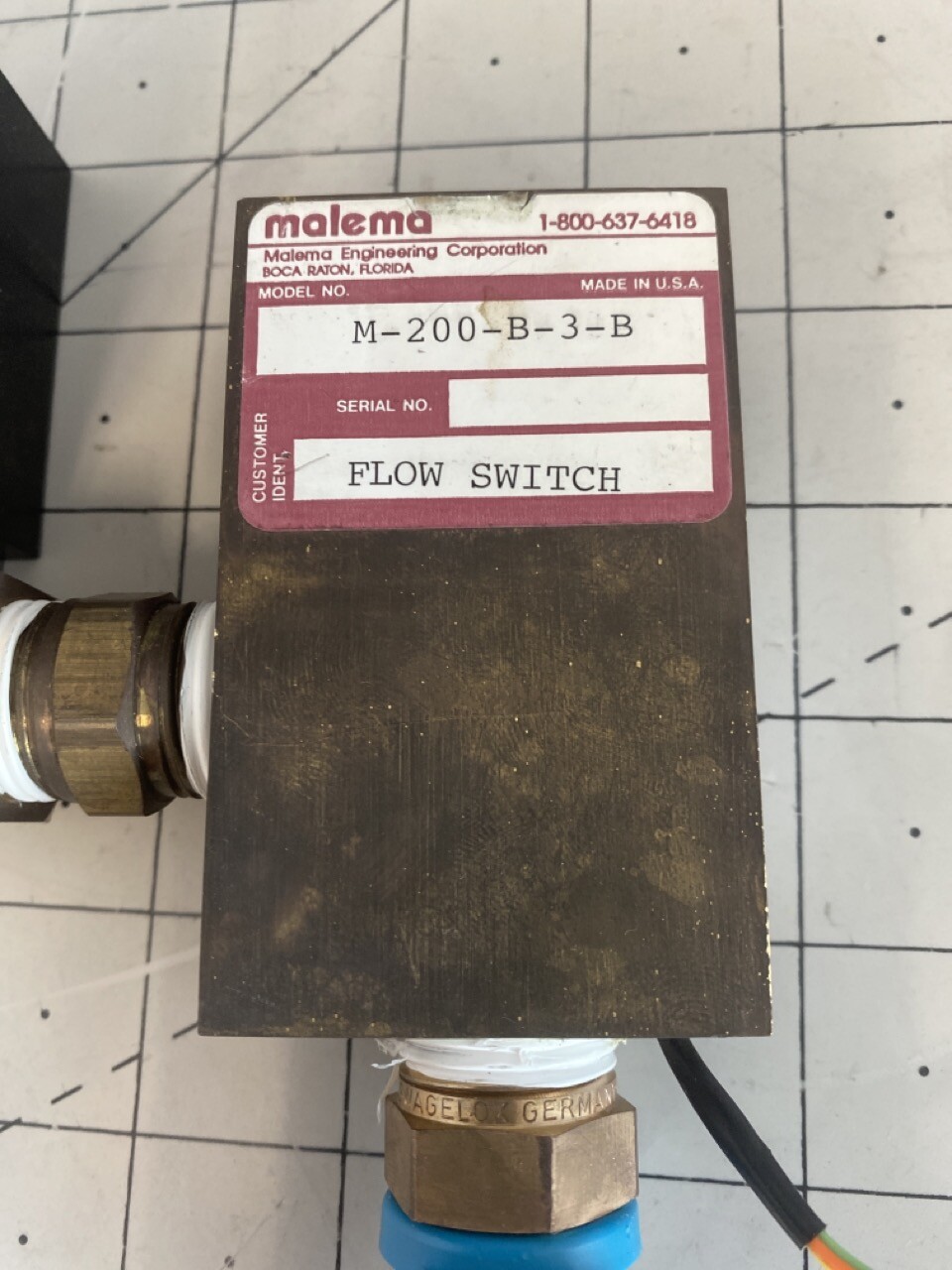 Malema Sensors M-200-B-3-B Flow Switch Lam Research 853-14650-001