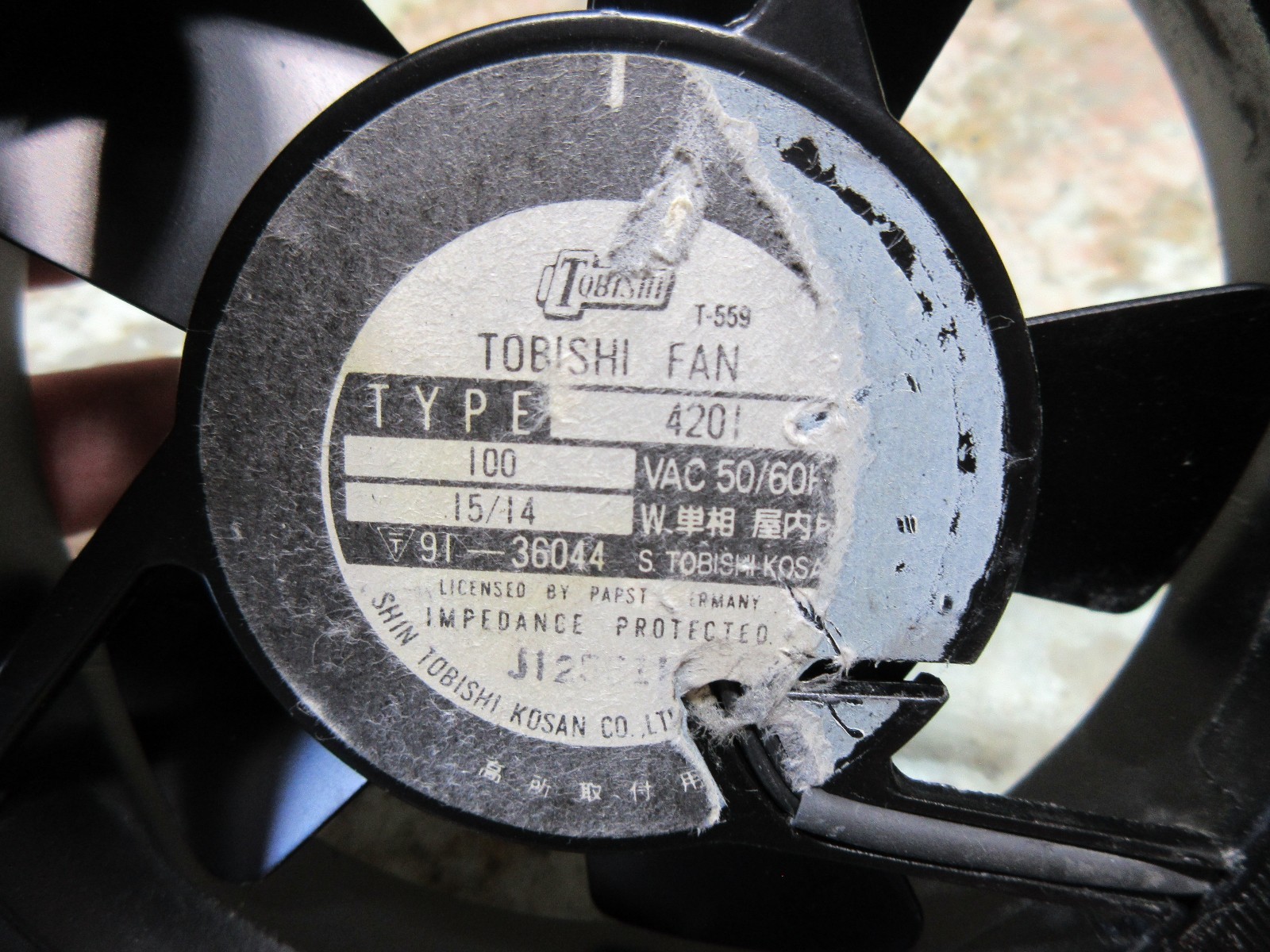 TOBISHI FAN TYPE 420I 100VAC 15/14W 91-36044 CNC 4201