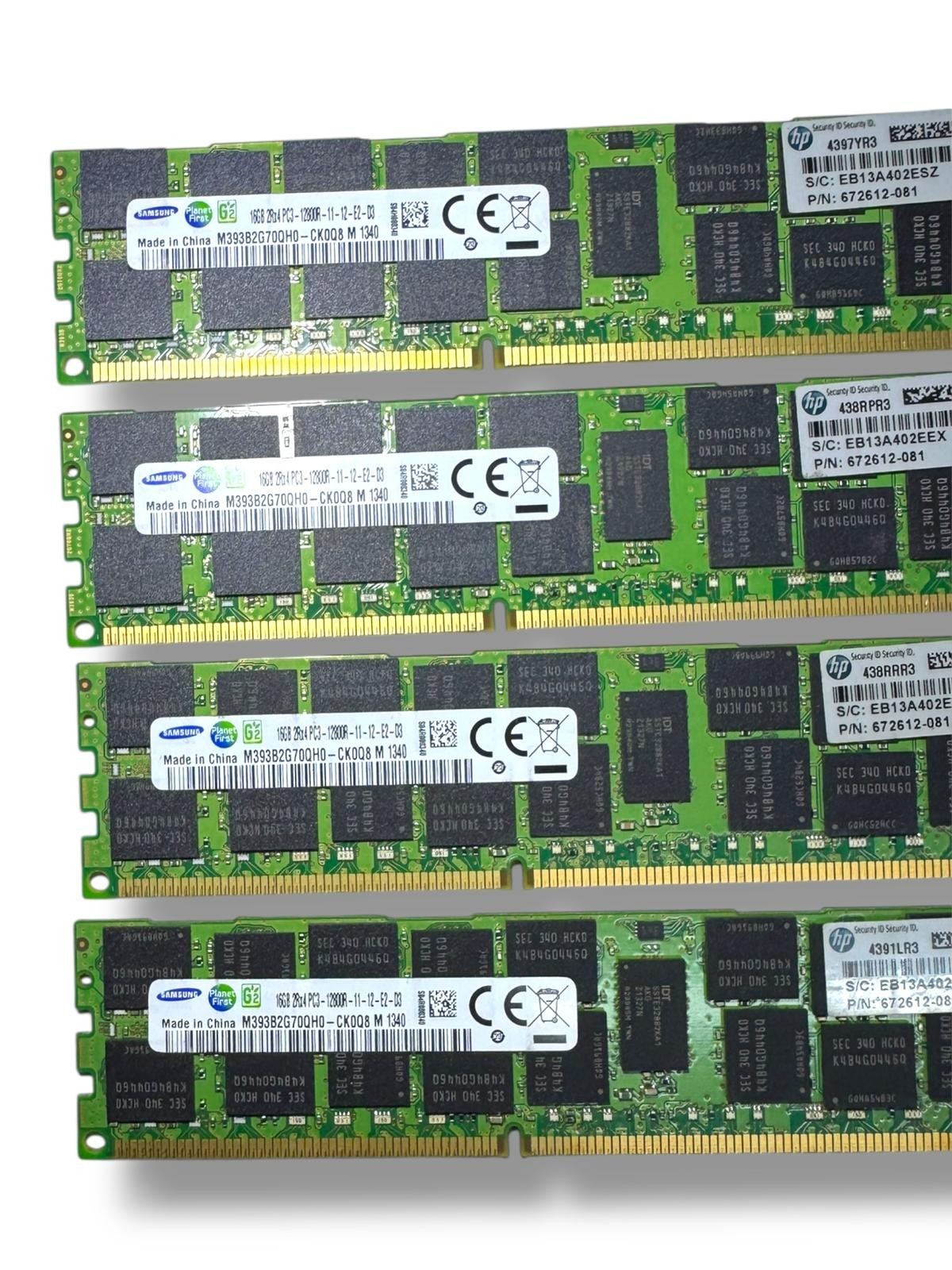 🟢samsung 16GB 2RX4 PC3-12800R-11-12-E2-D3 M393B2G70QH0-CK0Q8 M 1340 (Lot – 8ps)
