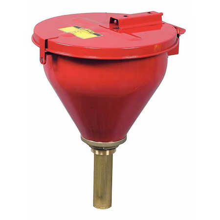 Safety Drum Funnel, Self Closing, Red, 6 In, 10 3/4 In X 16 In, 08207