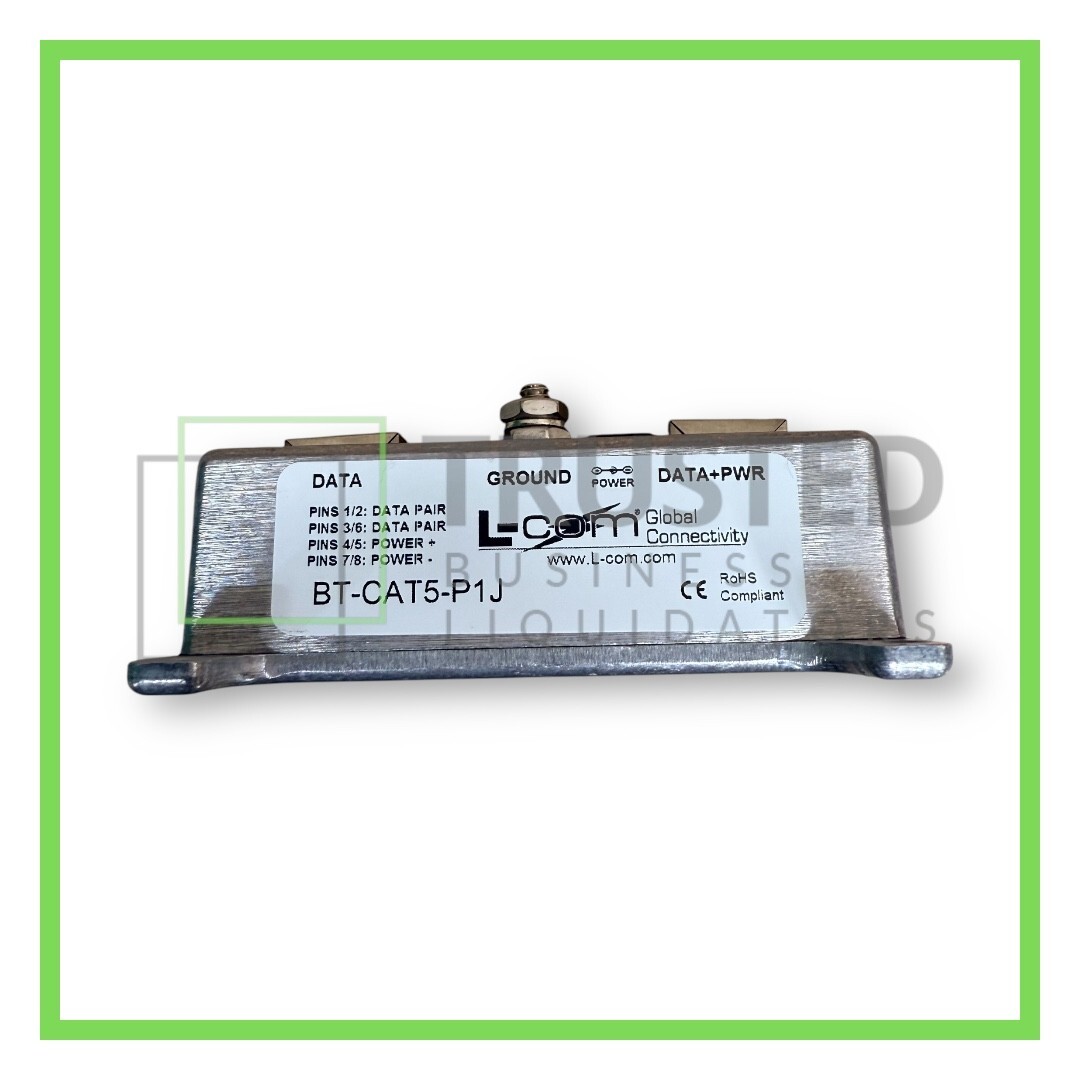 L-com BT-CAT5-P1J Single-Port Passive PoE Injector, CAT5, 48V Compatible