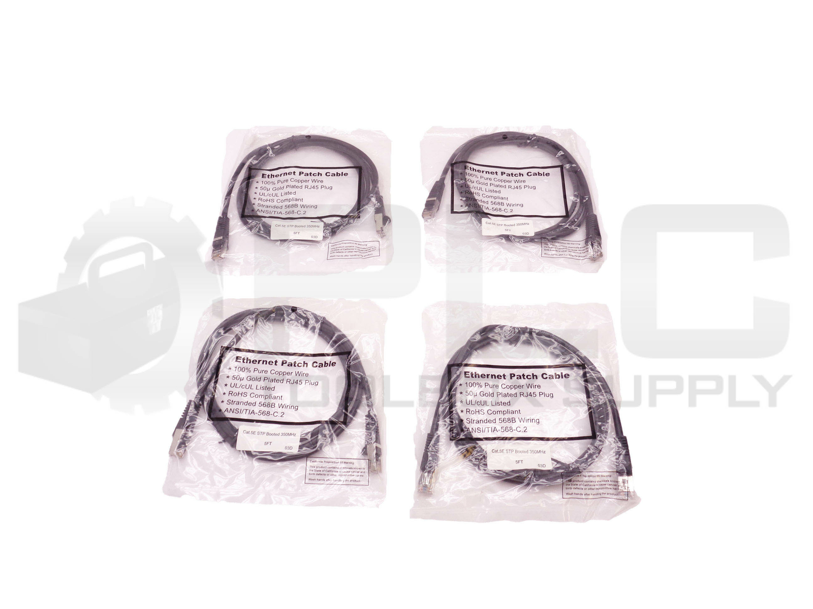 LOT OF 4 NEW CAT.5E STP BOOTED 350MHZ 5FT ETHERNET PATCH CABLE