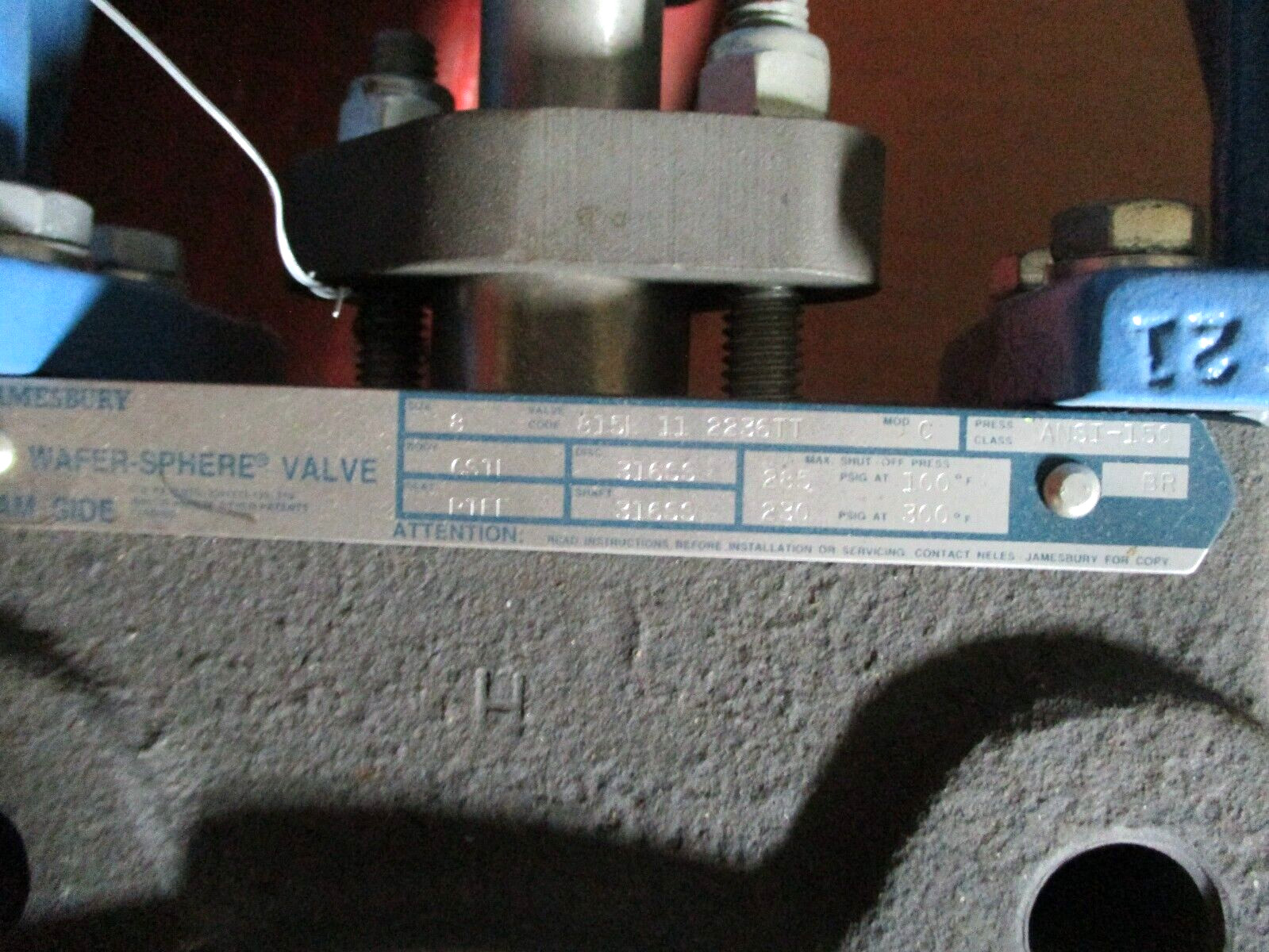 Neles-Jamesbury Size 8 Wafer-Sphere Valve 815L 11 2236TT 48418DH